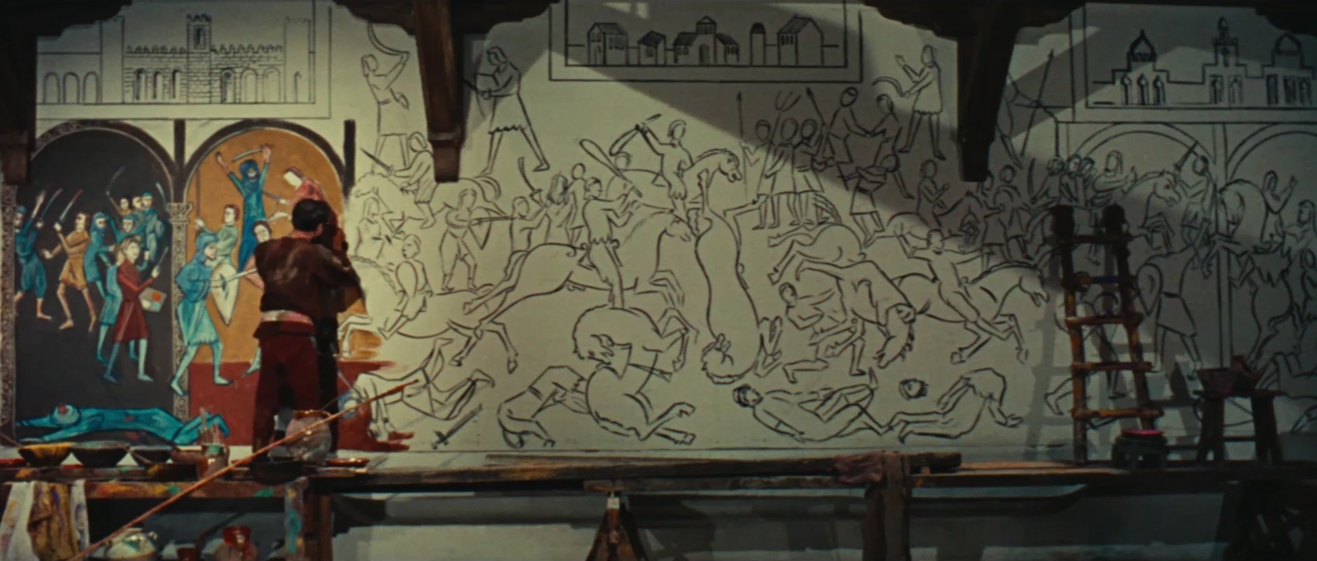 First shot of the film: The painter and the fresco.